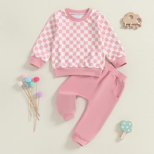 Toddler Boys Style Checked Plaid Sweatshirt Jogger Set