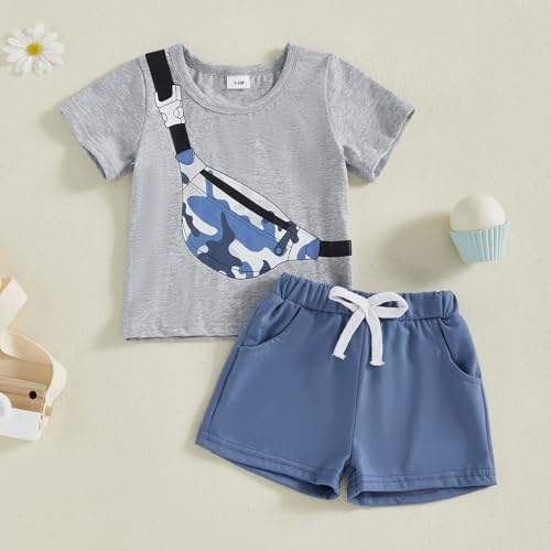Bonangber Toddler Boy Summer Short Sleeve T-shirt and Shorts Set