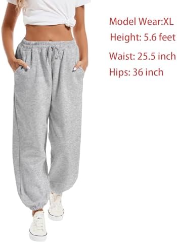 Tuislay Womens High-Waisted Baggy Cotton Elastic Sweatpants for Teen Girls
