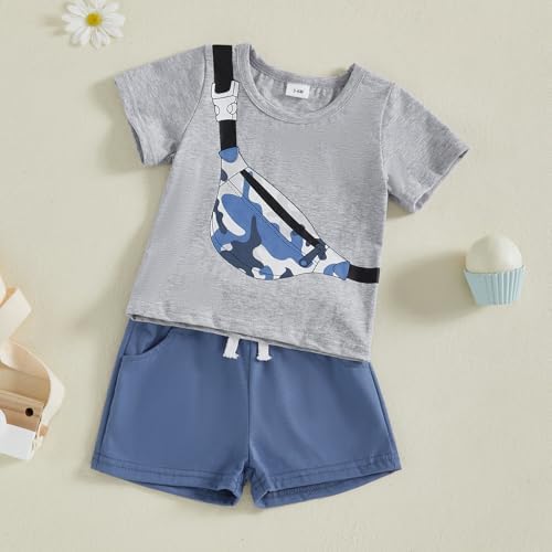 Bonangber Toddler Boy Summer Short Sleeve T-shirt and Shorts Set