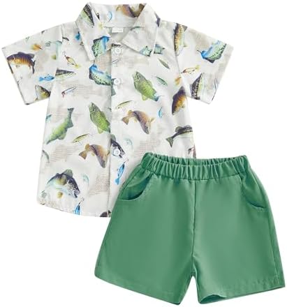 Perfect Choice Gaono Toddler Boy Fish Print Fishing Outfit for Summer