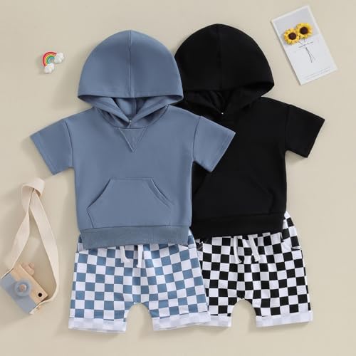 Toddler Baby Boy Summer Hooded Outfit 2Pcs Set