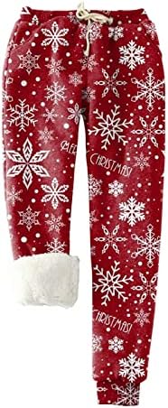 SDbrld Womens Cozy High Waisted Sherpa Fleece drawn string Pants Christmas