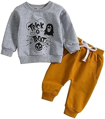 Kapsrqst Toddler Baby Boys Girls Long Sleeve Letter Print Cotton Outfits