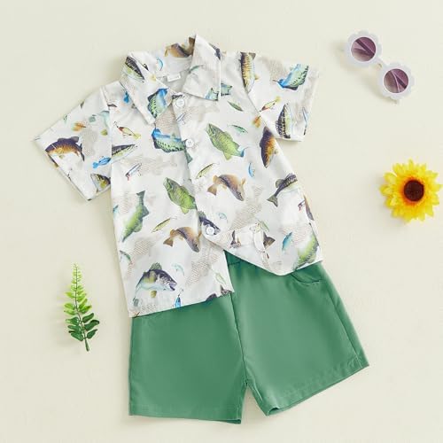 Perfect Choice Gaono Toddler Boy Fish Print Fishing Outfit for Summer
