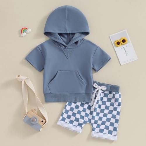 Toddler Baby Boy Summer Hooded Outfit 2Pcs Set