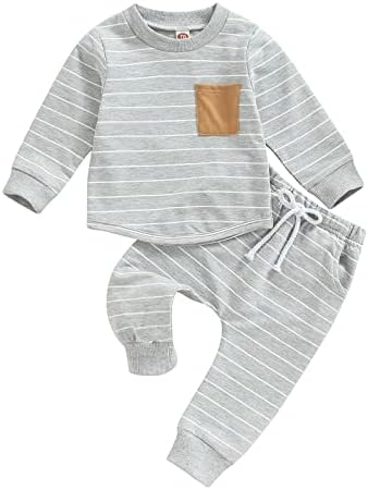 Comfortable Toddler Boys Fall Sending Outfit with Stripe and Stretch