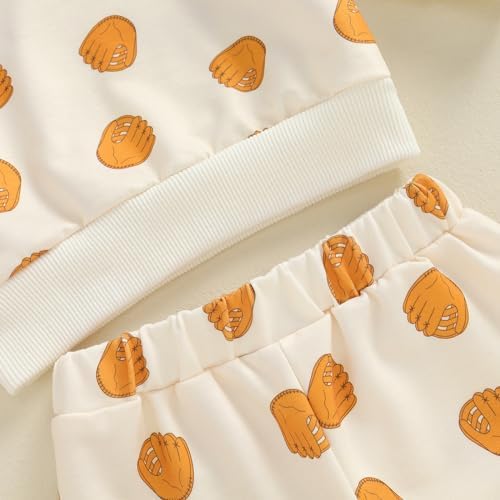 Comfortable Toddler Baseball Glove Print Fall Pants Set