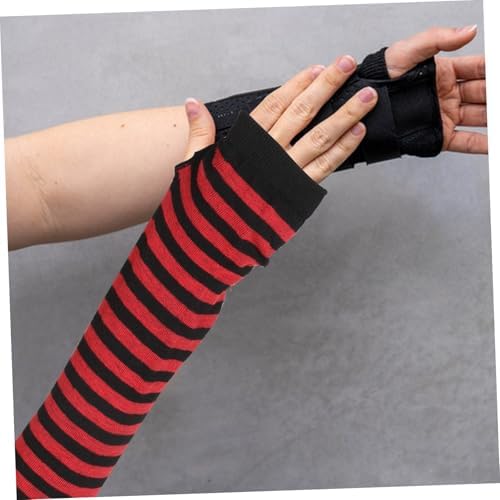 Ipetboom Women Striped Fingerless Gloves with Elbow Warmers