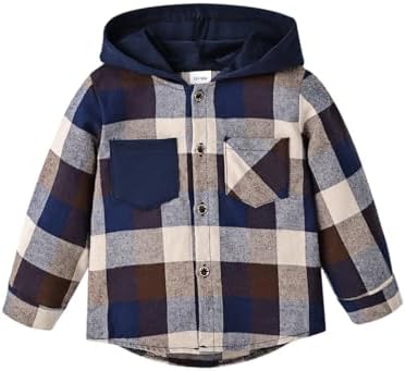 FOCICI Toddler Boy Plaid Button Down Jacket