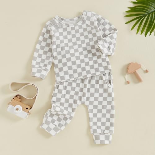 Karesoull Baby Toddler Checkered Premium Cotton Blend Fashionable Pants Set