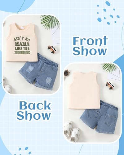 NZRVAWS Toddler Boy Summer Tank Shorts Set Fun Letter Print