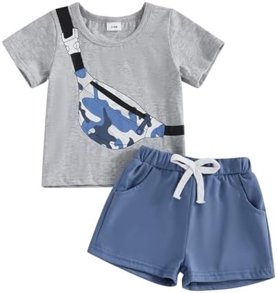Bonangber Toddler Boy Summer Short Sleeve T-shirt and Shorts Set