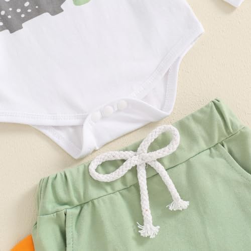 Newborn Baby Boy Dinosaur Romper Jogger Pants Hat Set