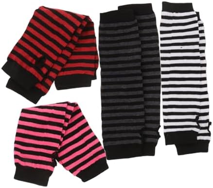Ipetboom Women Striped Fingerless Gloves with Elbow Warmers