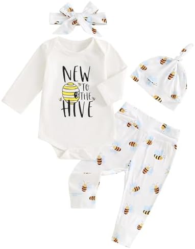 Newborn Baby Essentials Set - Body suit Pants Hat Headband