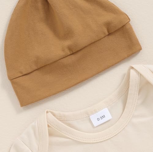 Newborn Boys Coming Home Romper Pants Hat Set - Soft Stylish