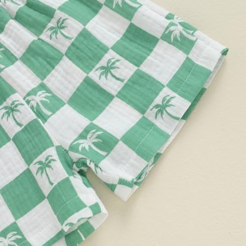 Mandizy Todd Mizy Summer Outfit for Boys - Cute Checkered Palm Tree Printing