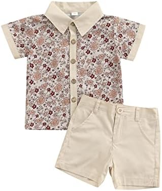 CIYCUIT Toddler Boys Summer Print Shirt Set