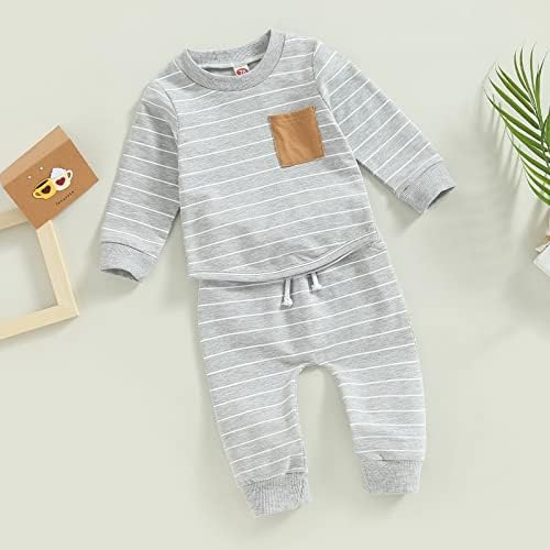 Comfortable Toddler Boys Fall Sending Outfit with Stripe and Stretch