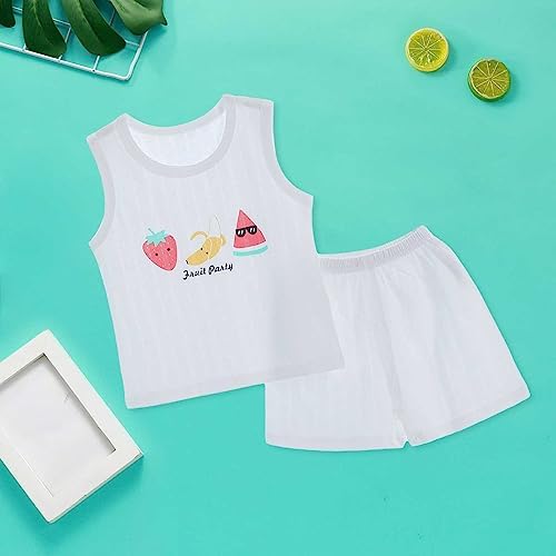 Toddler Boy Breathable Tank Top Fruit Print Shorts Home Set