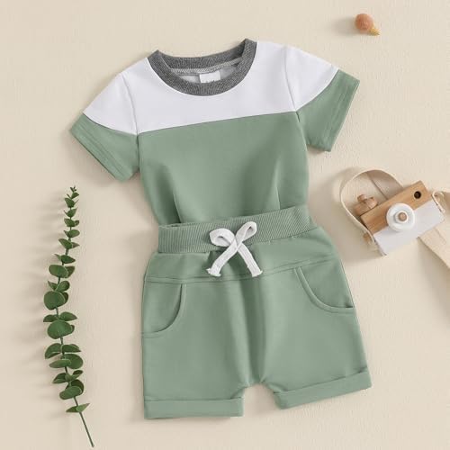 Breathable Contrast Color Toddler Boys 2PC Summer Set