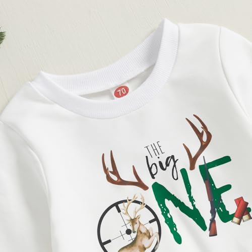Baby Boy First Birthday Outfit - Red Reindeer Sweater Elves Pants Set