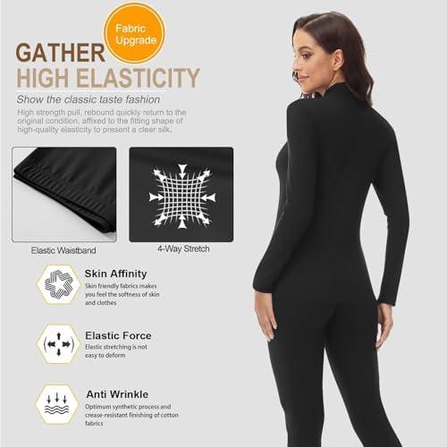 Warm Mock Neck Thermal Underwear Set for Women