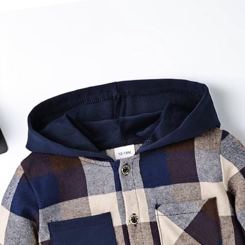 FOCICI Toddler Boy Plaid Button Down Jacket