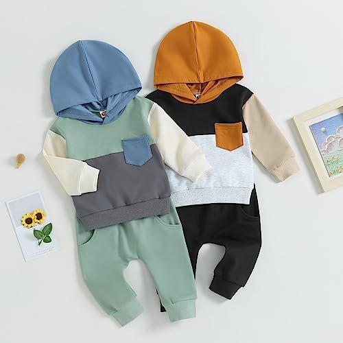 Ynibbim 0-3T Toddler Boys 2PCS Sweatshirt Hoodie Set