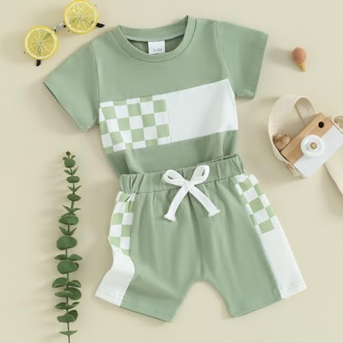 4th of July Toddler Boys Plaid Outfit Set