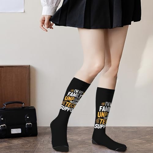 Unpaired Techs Funny Knee High Socks for Men Women