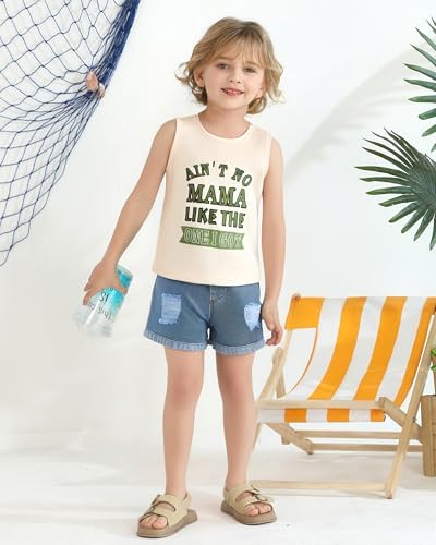 NZRVAWS Toddler Boy Summer Tank Shorts Set Fun Letter Print