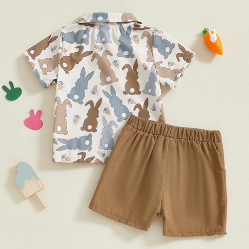 Murnouche Toddler Boy Easter Outfit Button-Down shirt shorts