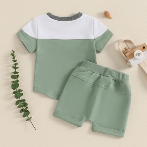Breathable Contrast Color Toddler Boys 2PC Summer Set