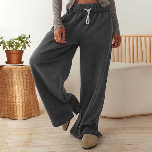 Rikbuig Womens Wide Leg Fleece Joggers