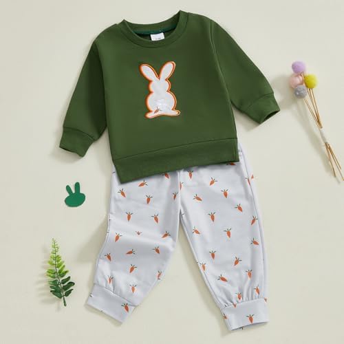 Perfect Toddler Boys Rabbit Carrot Embroidery Spring Clothes 6M-4T Set