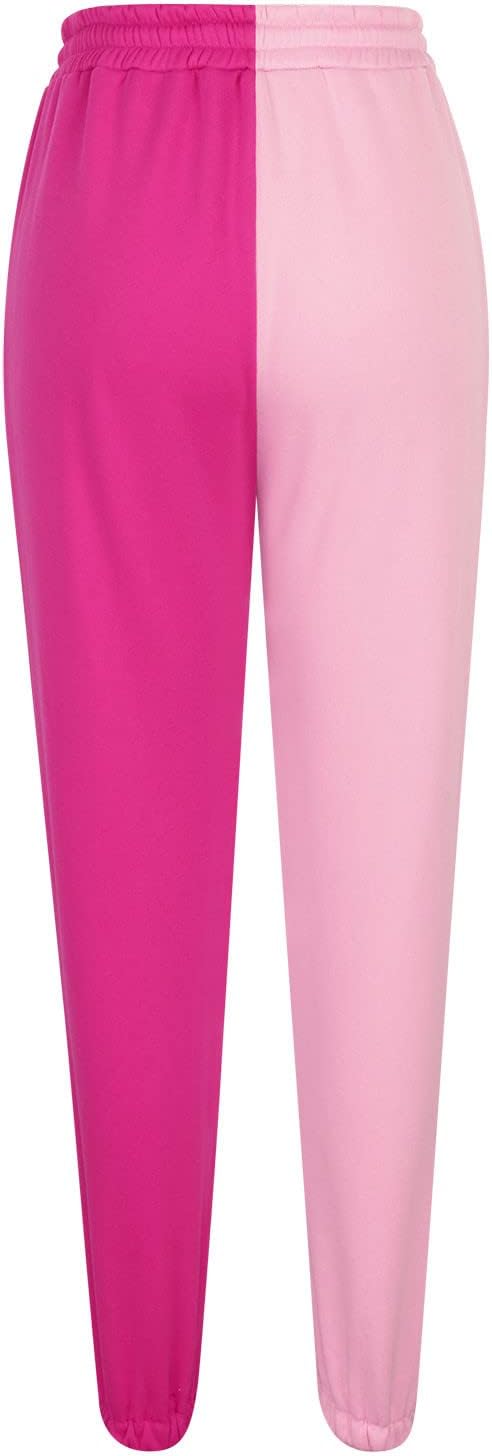 Womens Color Block Patchwork Joggers