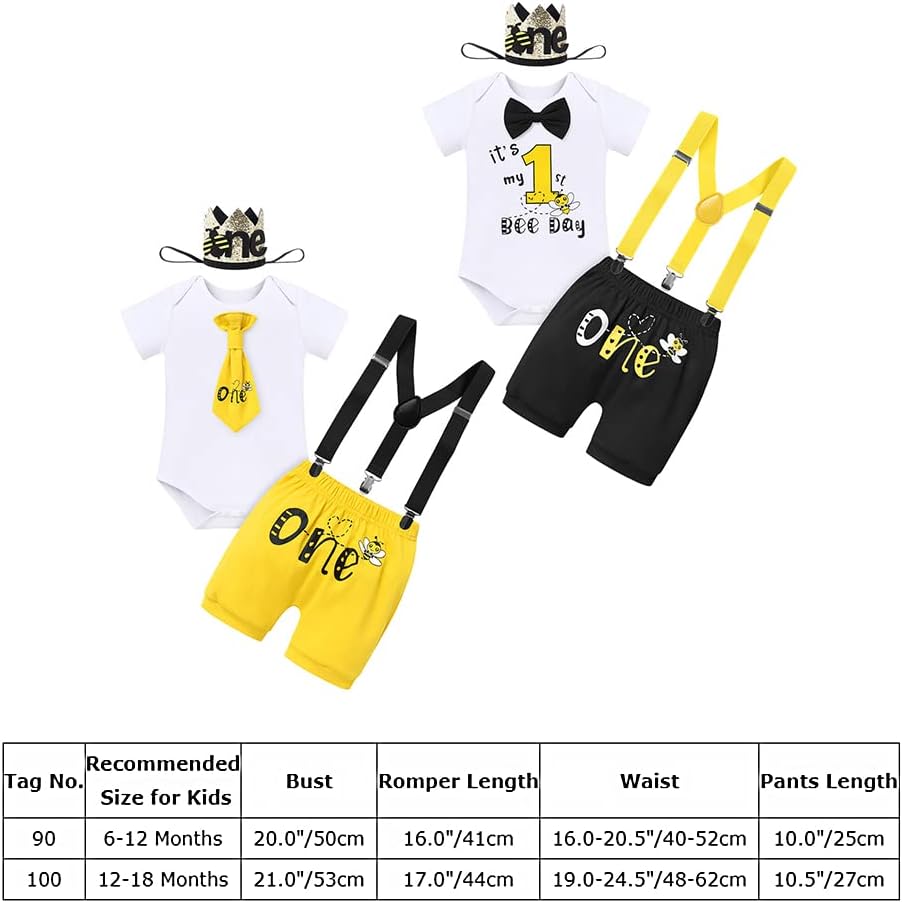 First Bee Day Baby Boy Romper Set