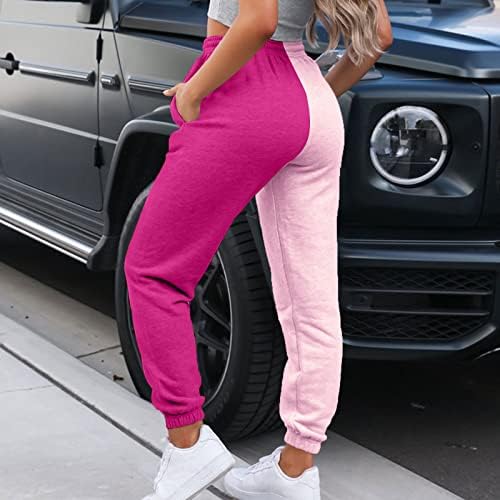 Womens Color Block Patchwork Joggers