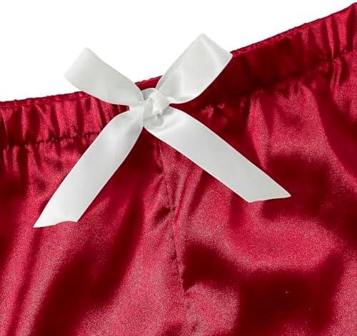 Womens Red Satin Button-Down Pajamas Set Plus Size