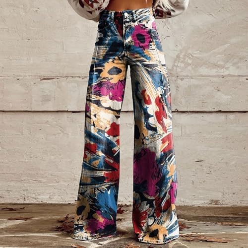Vivid Print Wide Leg Yoga Pants for Women Casual and Trendy