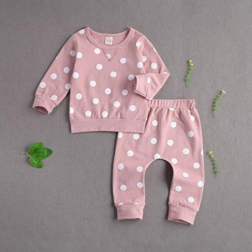 Newborn Boys Girls 2-Piece Outfit Set Long Sleeve Polka Dot TopPants