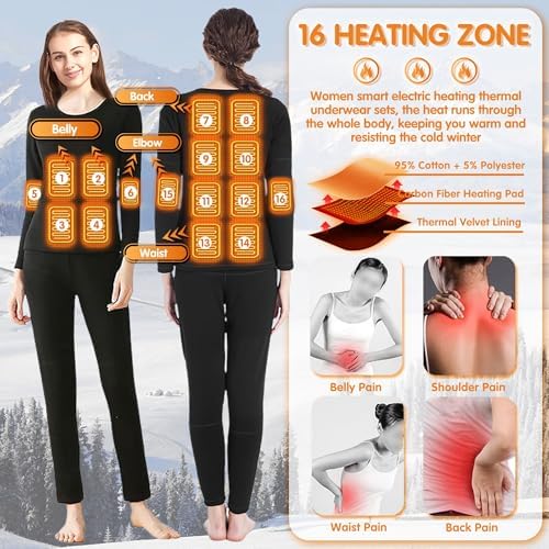 YANYNGS Heated Top Women 16 Zones Thermal Cycling Baselayer