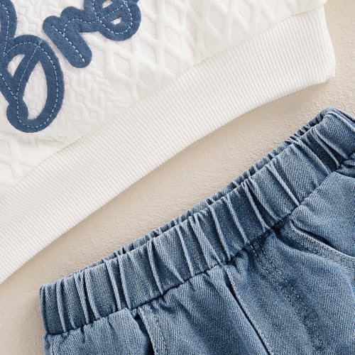 Toddler Fall Clothes Lil Bro Denim Pants Set 2Pcs Boy