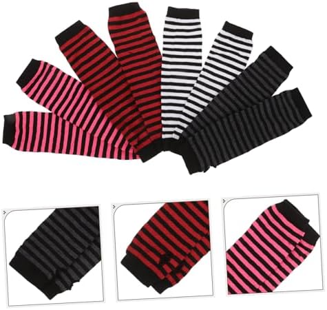 Ipetboom Women Striped Fingerless Gloves with Elbow Warmers