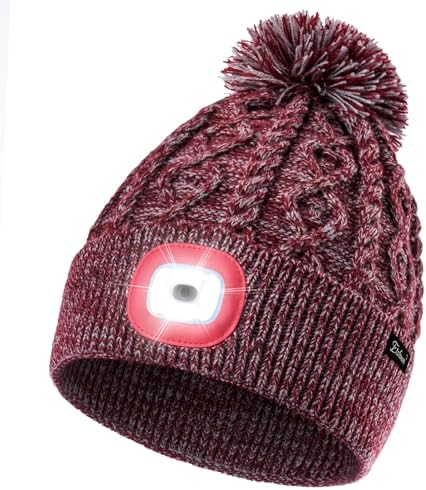Etsfmoa Unisex Winter Beanie LED Hat Thermal Protection Built-in Flashlight