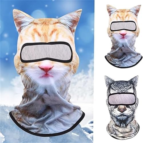 Cat Ski Mask Full-Back 3D Cat Balaclava with Ears
