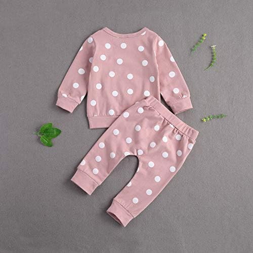 Newborn Boys Girls 2-Piece Outfit Set Long Sleeve Polka Dot TopPants