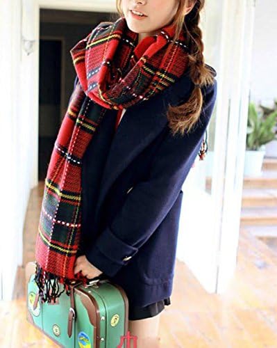 Wander Agio Womens Fashion Long Shawl Big Grid Winter Warm Lattice Large Scarf